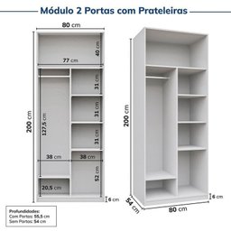 Guarda-Roupa Modulado de Canto 5 Peças 9 Portas com 4 Portas Reflecta Jade Cabecasa Madeiramadeira - 12