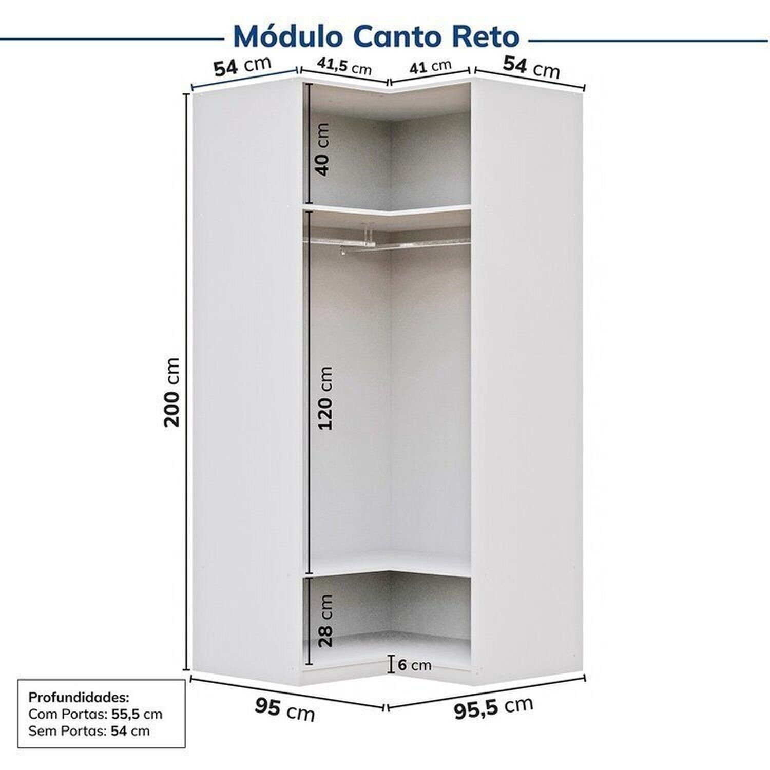 Guarda-roupa Modulado de Canto 5 Peças 9 Portas Jade Cabecasa Madeiramadeira - 13
