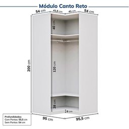 Guarda-Roupa Modulado de Canto 5 Peças 9 Portas com 4 Portas Reflecta Jade Cabecasa Madeiramadeira - 13