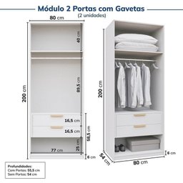 Guarda-Roupa Modulado de Canto 5 Peças 9 Portas com 4 Portas Reflecta Jade Cabecasa Madeiramadeira - 11