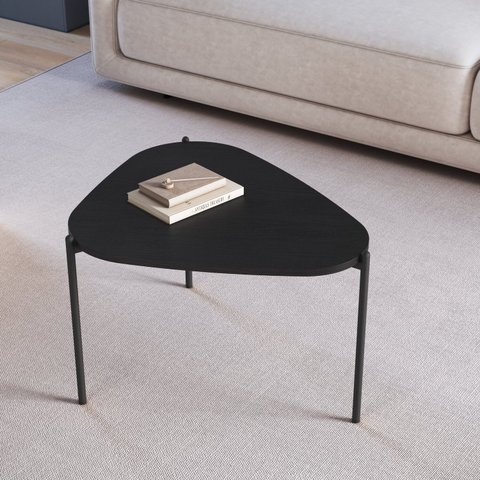 Mesa de Centro Orgânica Pé Metal Complementos Nero/Preto