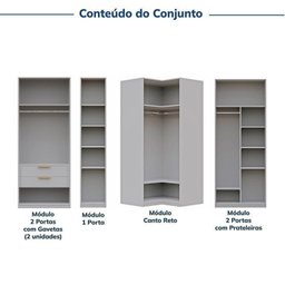 Guarda-Roupa Modulado de Canto 5 Peças 9 Portas com 4 Portas Reflecta Jade Cabecasa Madeiramadeira - 4