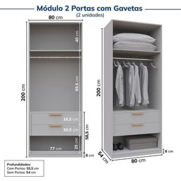 Guarda-Roupa Modulado de Canto 5 Peças 9 Portas com 4 Portas Reflecta Jade Cabecasa Madeiramadeira - 12