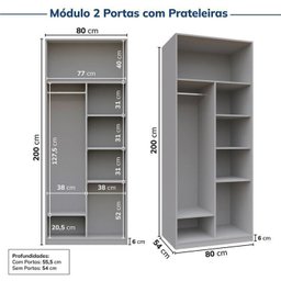 Guarda-Roupa Modulado de Canto 5 Peças 9 Portas com 4 Portas Reflecta Jade Cabecasa Madeiramadeira - 13