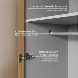 Guarda-Roupa Modulado de Canto 5 Peças 9 Portas com 4 Portas Reflecta Jade Cabecasa Madeiramadeira - 9