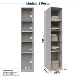 Guarda-Roupa Modulado de Canto 5 Peças 9 Portas com 4 Portas Reflecta Jade Cabecasa Madeiramadeira - 11
