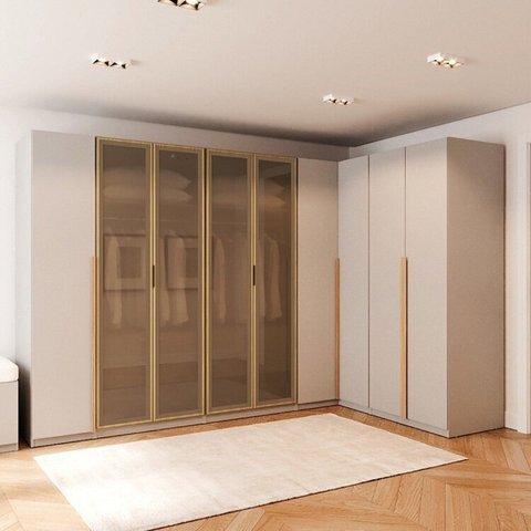 Guarda-roupa Modulado de Canto 5 Peças 9 Portas Jade CabeCasa MadeiraOriginals