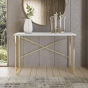 Ver imagem 1 de Aparador Steel 76 Cm Estilo Industrial com Pés em Aço Dourado/branco