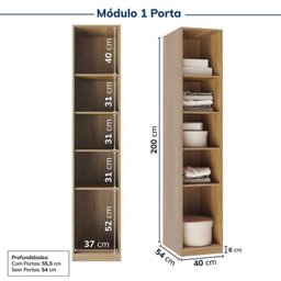 Guarda-Roupa Modulado de Canto 10 Peças 18 Portas com 4 Portas Reflecta Jade Cabecasa Madeiramadeira - 11
