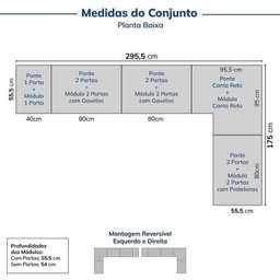 Guarda-Roupa Modulado de Canto 10 Peças 18 Portas com 4 Portas Reflecta Jade Cabecasa Madeiramadeira - 2