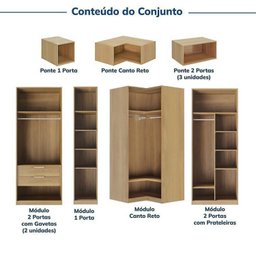 Guarda-Roupa Modulado de Canto 10 Peças 18 Portas com 4 Portas Reflecta Jade Cabecasa Madeiramadeira - 4