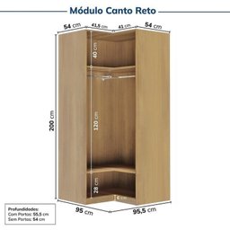 Guarda-Roupa Modulado de Canto 10 Peças 18 Portas com 4 Portas Reflecta Jade Cabecasa Madeiramadeira - 14