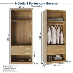 Guarda-Roupa Modulado de Canto 10 Peças 18 Portas com 4 Portas Reflecta Jade Cabecasa Madeiramadeira - 12
