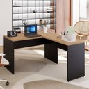 Ver imagem 1 de Escrivaninha Mesa Escritório Diretor em L 120cm Espresso Móveis Calvi e Preto Marrom