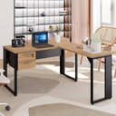 Ver imagem 1 de Escrivaninha Mesa Escritório Diretor em L com Gaveteiro Suspenso 120cm Espresso Móveis Calvi e Preto Marrom