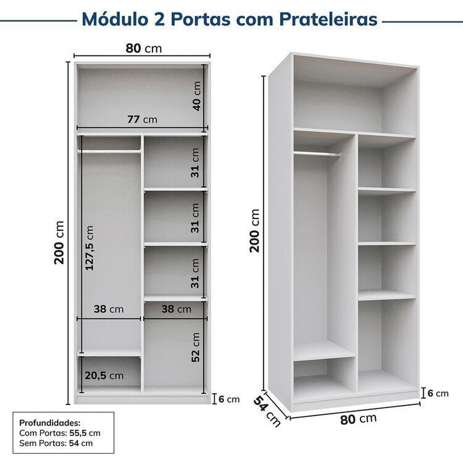 Guarda-roupa Modulado de Canto 10 Peças 18 Portas Jade Cabecasa Madeiramadeira - 13