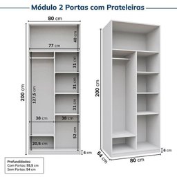 Guarda-Roupa Modulado de Canto 10 Peças 18 Portas com 4 Portas Reflecta Jade Cabecasa Madeiramadeira - 13