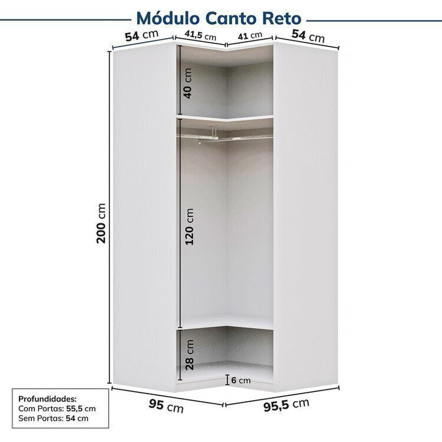 Guarda-roupa Modulado de Canto 10 Peças 18 Portas Jade Cabecasa Madeiramadeira - 14
