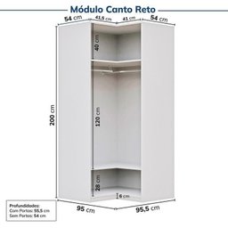 Guarda-Roupa Modulado de Canto 10 Peças 18 Portas com 4 Portas Reflecta Jade Cabecasa Madeiramadeira - 14