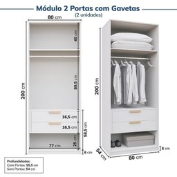 Guarda-Roupa Modulado de Canto 10 Peças 18 Portas com 4 Portas Reflecta Jade Cabecasa Madeiramadeira - 12