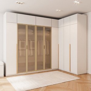 Guarda-Roupa Modulado de Canto 10 Peças 18 Portas com 4 Portas Reflecta Jade Cabecasa Madeiramadeira
