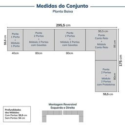 Guarda-roupa Modulado de Canto 10 Peças 18 Portas Jade Cabecasa Madeiramadeira - 2