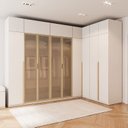 Ver imagem 1 de Guarda-Roupa Planejado de Canto 10 Peças 18 Portas Jade CabeCasa MadeiraOriginals Branco/Fosco/Avelã