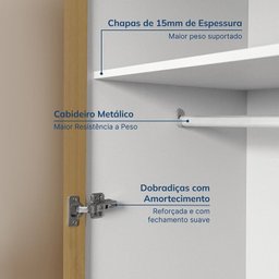 Guarda-Roupa Modulado de Canto 10 Peças 18 Portas com 4 Portas Reflecta Jade Cabecasa Madeiramadeira - 8