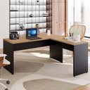 Ver imagem 1 de Escrivaninha Mesa Escritório Diretor em L 150cm Espresso Móveis Calvi e Preto Marrom