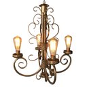 Ver imagem 4 de Lustre Rústico em Ferro Estilo Vintage para Iluminação de Sala de Estar - Dourado