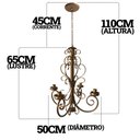Ver imagem 2 de Lustre Rústico em Ferro Estilo Vintage para Iluminação de Sala de Estar - Dourado