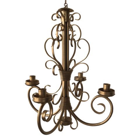 Lustre Rústico em Ferro Estilo Vintage para Iluminação de Sala de Estar - Dourado