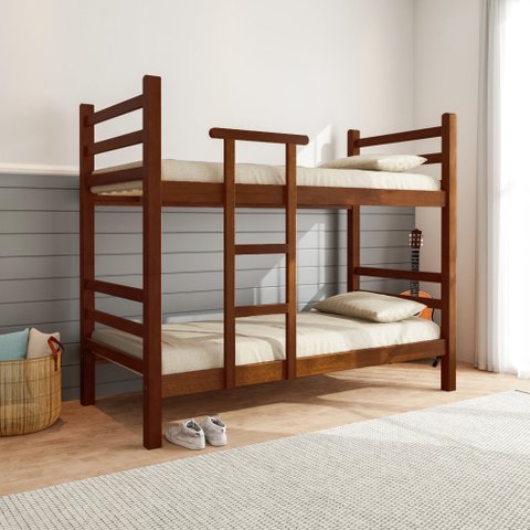 Beliche de Madeira Maciça Reta com Escada Super Resistente 6x6 Imbuia - Móveis Britz