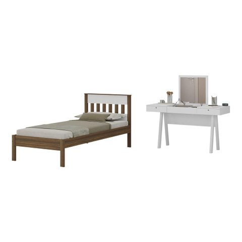 Cama de Solteiro para Colchão 88 X 188 Cm com Penteadeira 131,5cm Multimóveis Cr35247