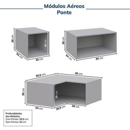 Guarda-Roupa Modulado de Canto 10 Peças 18 Portas com 4 Portas Reflecta Jade Cabecasa Madeiramadeira - 15