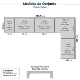 Guarda-Roupa Modulado de Canto 10 Peças 18 Portas com 4 Portas Reflecta Jade Cabecasa Madeiramadeira - 2