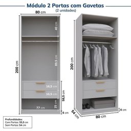 Guarda-Roupa Modulado de Canto 10 Peças 18 Portas com 4 Portas Reflecta Jade Cabecasa Madeiramadeira - 12
