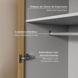 Guarda-Roupa Modulado de Canto 10 Peças 18 Portas com 4 Portas Reflecta Jade Cabecasa Madeiramadeira - 8