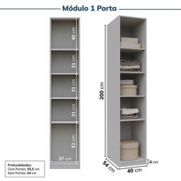Guarda-Roupa Modulado de Canto 10 Peças 18 Portas com 4 Portas Reflecta Jade Cabecasa Madeiramadeira - 11