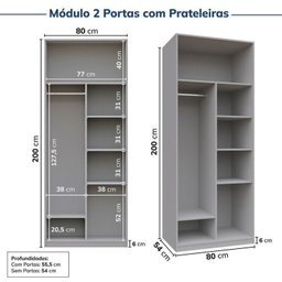 Guarda-Roupa Modulado de Canto 10 Peças 18 Portas com 4 Portas Reflecta Jade Cabecasa Madeiramadeira - 13