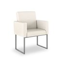 Ver imagem 1 de Poltrona Recepção Tecido Linho Bege - Base de Ferro Cinza