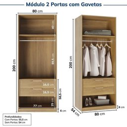 Guarda-Roupa Modulado de Canto 8 Peças 10 Portas com 2 Portas Reflecta Jade Cabecasa Madeiramadeira - 11