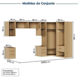 Guarda-Roupa Modulado de Canto 8 Peças 10 Portas com 2 Portas Reflecta Jade Cabecasa Madeiramadeira - 3