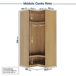 Guarda-Roupa Modulado de Canto 8 Peças 10 Portas com 2 Portas Reflecta Jade Cabecasa Madeiramadeira - 12