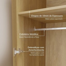 Guarda-Roupa Modulado de Canto 8 Peças 10 Portas com 2 Portas Reflecta Jade Cabecasa Madeiramadeira - 8