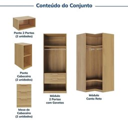 Guarda-Roupa Modulado de Canto 8 Peças 10 Portas com 2 Portas Reflecta Jade Cabecasa Madeiramadeira - 4