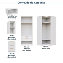 Guarda-Roupa Modulado de Canto 8 Peças 10 Portas com 2 Portas Reflecta Jade Cabecasa Madeiramadeira - 4