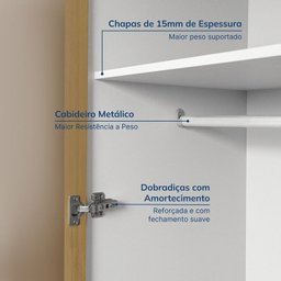 Guarda-Roupa Modulado de Canto 8 Peças 10 Portas com 2 Portas Reflecta Jade Cabecasa Madeiramadeira - 8