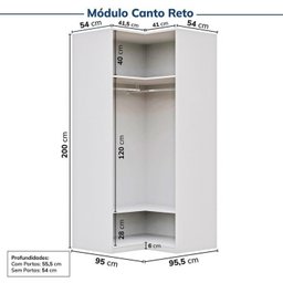Guarda-Roupa Modulado de Canto 8 Peças 10 Portas com 2 Portas Reflecta Jade Cabecasa Madeiramadeira - 12