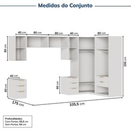 Guarda-Roupa Modulado de Canto 8 Peças 10 Portas com 2 Portas Reflecta Jade Cabecasa Madeiramadeira - 3